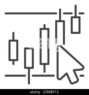 Mouse cursor on Candle Graph vector Candlestick Chart concept thin line ...