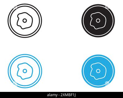 Egg on plate icon vector line logo mark or symbol set collection outline style Stock Vector