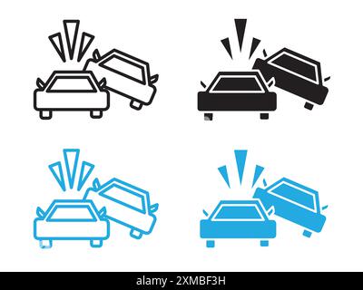 car Accident icon vector line logo mark or symbol set collection outline style Stock Vector