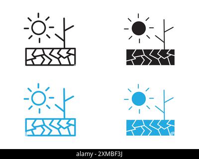 Drought icon vector line logo mark or symbol set collection outline style Stock Vector