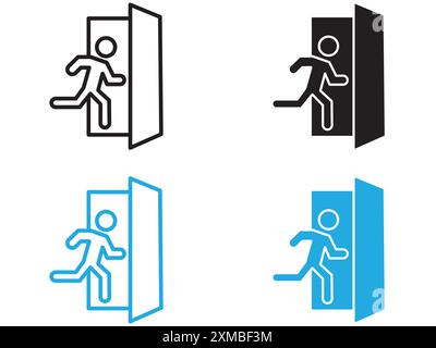 Emergency exit icon vector line logo mark or symbol set collection outline style Stock Vector