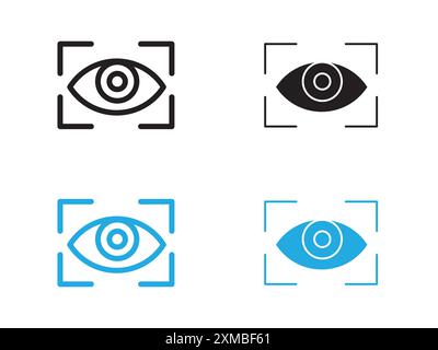 Eye scanner icon vector line logo mark or symbol set collection outline style Stock Vector