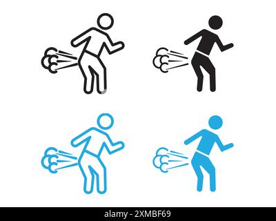 Farting icon vector line logo mark or symbol set collection outline style Stock Vector