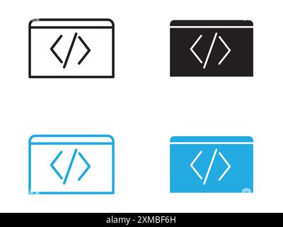 Coding icon vector line logo mark or symbol set collection outline style Stock Vector