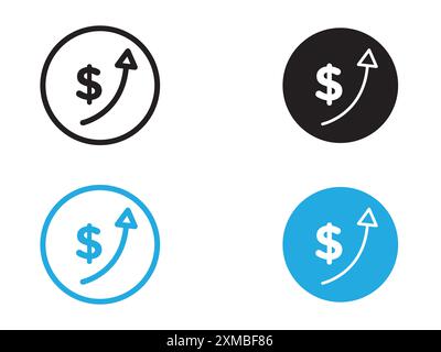 Increase money icon vector line logo mark or symbol set collection outline style Stock Vector