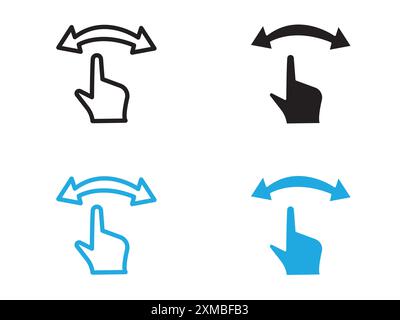 Hand, fingers, gesture, swipe, rotate icon vector line logo mark or symbol set collection outline style Stock Vector