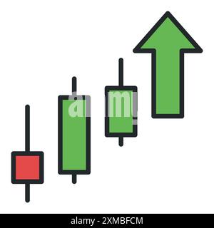 Uptrend Candlestick Chart vector concept colored icon or sign Stock Vector