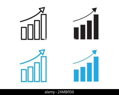 Increase chart icon vector line logo mark or symbol set collection outline style Stock Vector