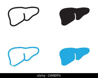 Human liver icon vector line logo mark or symbol set collection outline style Stock Vector