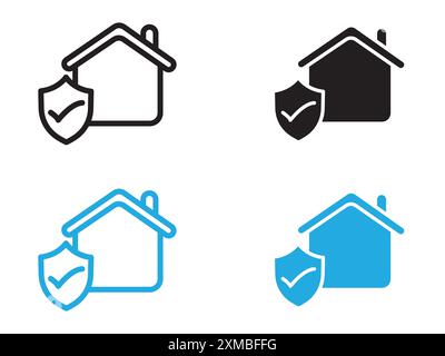 home insurance icon vector line logo mark or symbol set collection outline style Stock Vector