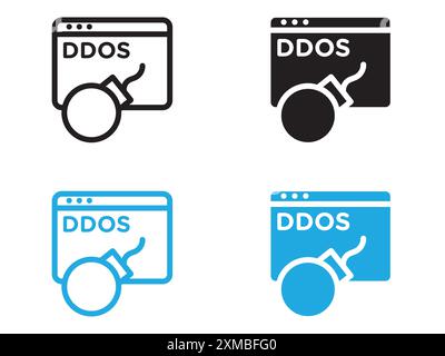 Ddos icon vector line logo mark or symbol set collection outline style Stock Vector