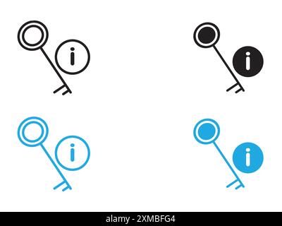 key information icon vector line logo mark or symbol set collection outline style Stock Vector