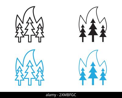 Destruction of forests icon vector line logo mark or symbol set collection outline style Stock Vector
