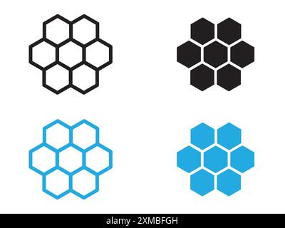 honeycomb icon vector line logo mark or symbol set collection outline style Stock Vector