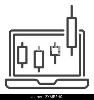 Vector Candlestick Chart Pattern on Laptop Screen concept outline icon or sign Stock Vector