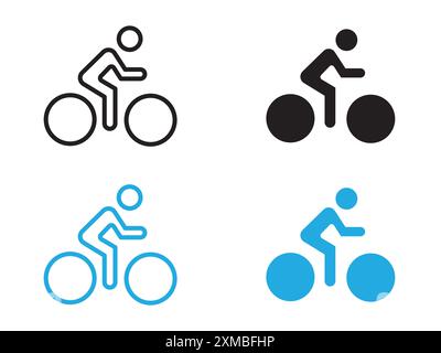 Man on bicycle icon vector line logo mark or symbol set collection outline style Stock Vector
