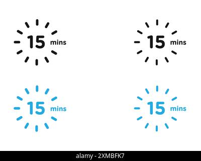 Minute timer icon vector line logo mark or symbol set collection outline style Stock Vector