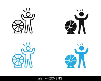 Men luck icon vector line logo mark or symbol set collection outline style Stock Vector