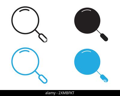 Magnifying glass icon vector line logo mark or symbol set collection outline style Stock Vector