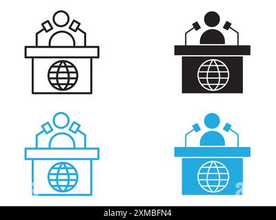 News presenter on TV Show icon vector line logo mark or symbol set collection outline style Stock Vector
