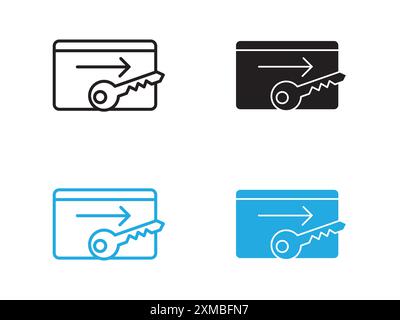 Keycard access icon vector line logo mark or symbol set collection outline style Stock Vector