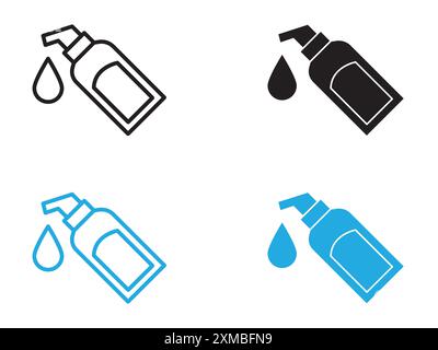 Moisturizing lotion bottle icon vector line logo mark or symbol set collection outline style Stock Vector