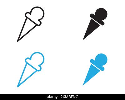 ice cream cone icon vector line logo mark or symbol set collection outline style Stock Vector