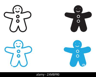Man cookie icon vector line logo mark or symbol set collection outline style Stock Vector