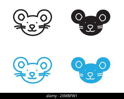 Face of mouse icon vector line logo mark or symbol set collection outline style Stock Vector