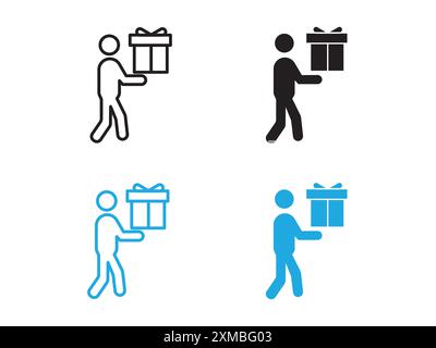 Person offer gift icon vector line logo mark or symbol set collection outline style Stock Vector