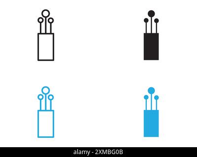 Fiber optic cable icon vector line logo mark or symbol set collection outline style Stock Vector