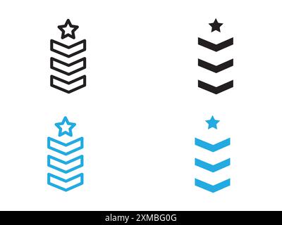 Military Rank icon vector line logo mark or symbol set collection outline style Stock Vector