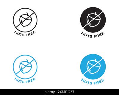 nuts free icon vector line logo mark or symbol set collection outline style Stock Vector