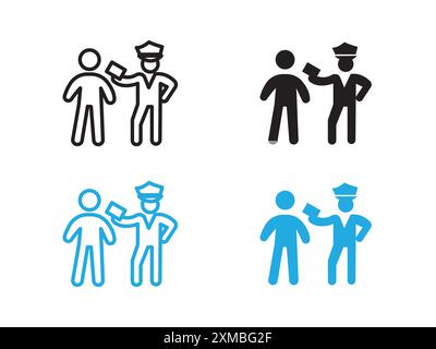 Police officer giving fine icon vector line logo mark or symbol set collection outline style Stock Vector