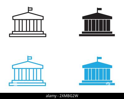 Government icon vector line logo mark or symbol set collection outline style Stock Vector