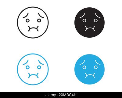 Nauseated emoji icon vector line logo mark or symbol set collection outline style Stock Vector