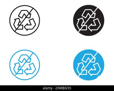 Non Recyclable icon vector line logo mark or symbol set collection outline style Stock Vector