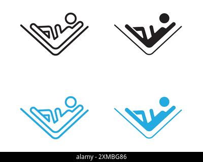 Person relaxing on hammock icon vector line logo mark or symbol set collection outline style Stock Vector