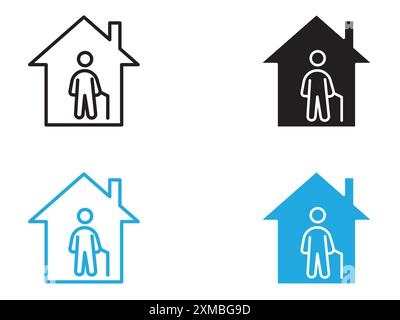 Retirement home icon vector line logo mark or symbol set collection outline style Stock Vector