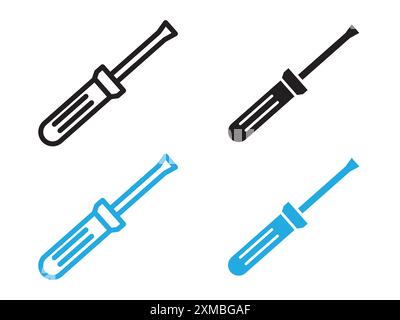 Screwdriver icon vector line logo mark or symbol set collection outline style Stock Vector