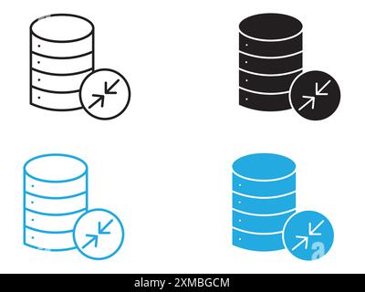 Shrink database icon vector line logo mark or symbol set collection outline style Stock Vector