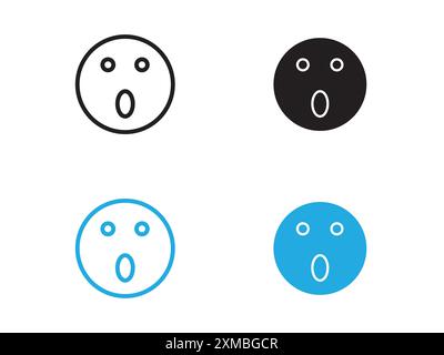 Shocked face icon vector line logo mark or symbol set collection outline style Stock Vector