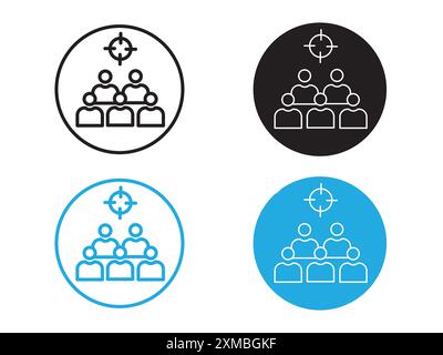 Target audience icon vector line logo mark or symbol set collection outline style Stock Vector