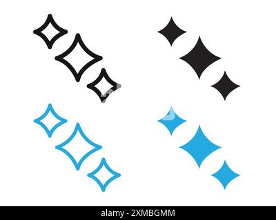 Sparkles shine icon vector line logo mark or symbol set collection outline style Stock Vector