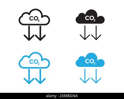 Reduce carbon dioxide co2 icon vector line logo mark or symbol set collection outline style Stock Vector