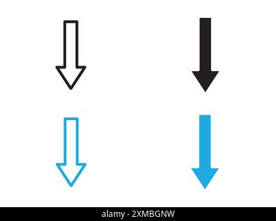 red Down arrow icon vector line logo mark or symbol set collection outline style Stock Vector