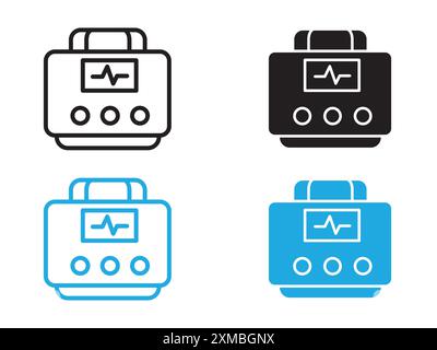 Rescue defibrillator icon vector line logo mark or symbol set collection outline style Stock Vector