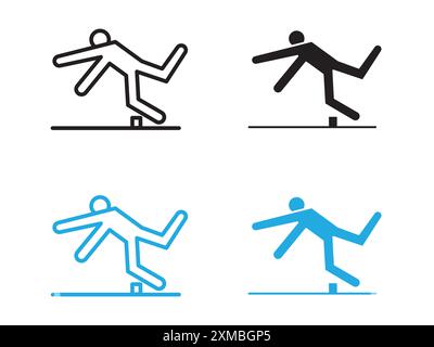 Man tripping icon vector line logo mark or symbol set collection outline style Stock Vector