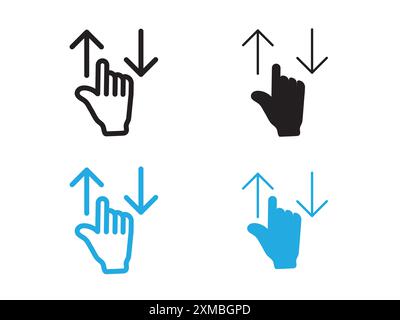 Swipe up and down icon vector line logo mark or symbol set collection outline style Stock Vector