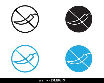 No spicy hot chilli icon vector line logo mark or symbol set collection outline style Stock Vector